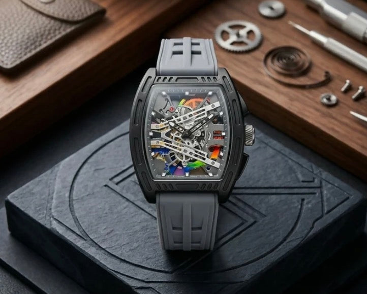Men's Skeleton Dial Sports Watch