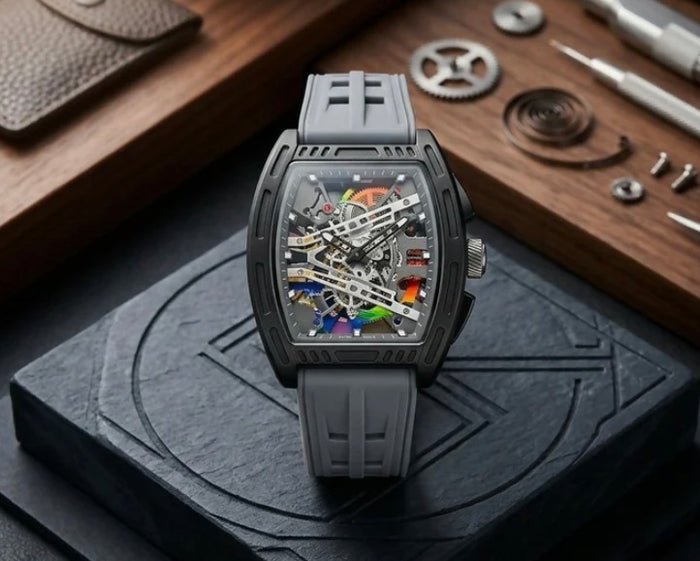 Men's Skeleton Dial Sports Watch